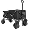 Carro de Playa Plegable con Ruedas Delanteras Giratorias 360° y Asa Telescópica 108x55x55 cm Negro - Ogal.Es