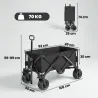 Carro de Playa Plegable con Ruedas Delanteras Giratorias 360° y Asa Telescópica 108x55x55 cm Negro - Ogal.Es