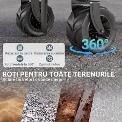 Carro de Playa Plegable con Ruedas Delanteras Giratorias 360° y Asa Telescópica 108x55x55 cm Negro - Ogal.Es