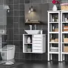 Mueble Bajo de Lavabo para Baño Suspendido Compacto con 2 Estantes Abiertos y Zona Cerrada 60x30x54 cm Blanco - Ogal.Es