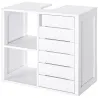 Mueble Bajo de Lavabo para Baño Suspendido Compacto con 2 Estantes Abiertos y Zona Cerrada 60x30x54 cm Blanco - Ogal.Es