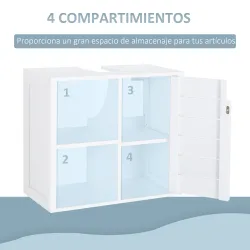 Mueble Bajo de Lavabo para Baño Suspendido Compacto con 2 Estantes Abiertos y Zona Cerrada 60x30x54 cm Blanco - Ogal.Es
