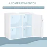 Mueble Bajo de Lavabo para Baño Suspendido Compacto con 2 Estantes Abiertos y Zona Cerrada 60x30x54 cm Blanco - Ogal.Es
