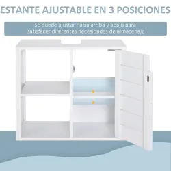 Mueble Bajo de Lavabo para Baño Suspendido Compacto con 2 Estantes Abiertos y Zona Cerrada 60x30x54 cm Blanco - Ogal.Es