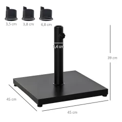 Base para Sombrilla de Jardín Peso Neto 18 kg Soporte Pie para Parasol Apto para Postes de Ø35mm/Ø38mm/Ø48mm par... - Ogal.Es