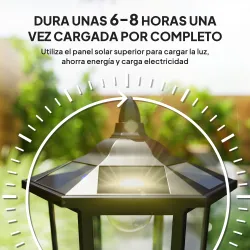 Lámpara Solar de Jardín Farola con 6 Luces LED con Batería Recargable Solar con Autonomía de 6-8 Horas Ø26,5x177... - Ogal.Es