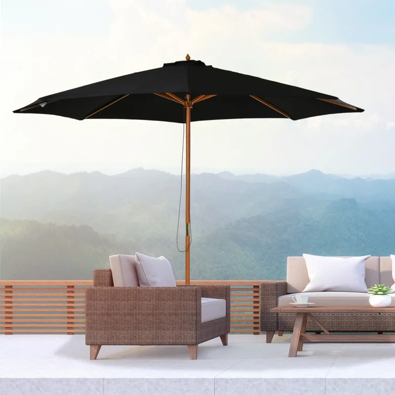 Sombrilla Terraza Exterior Ø300 cm Sombrilla de Jardín con Sistema de Polea Techo Ventilado y Poste Desmontable ... - Ogal.Es