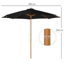 Sombrilla Terraza Exterior Ø300 cm Sombrilla de Jardín con Sistema de Polea Techo Ventilado y Poste Desmontable ... - Ogal.Es