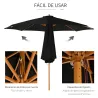 Sombrilla Terraza Exterior Ø300 cm Sombrilla de Jardín con Sistema de Polea Techo Ventilado y Poste Desmontable ... - Ogal.Es