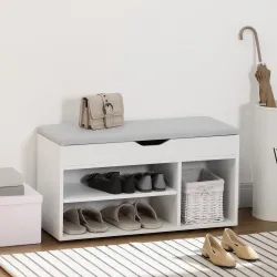 Armario Zapatero para Almacenamiento Banco de Zapatero con Asiento Estantes Cajón y Cojín Dos Niveles para Entra... - Ogal.Es