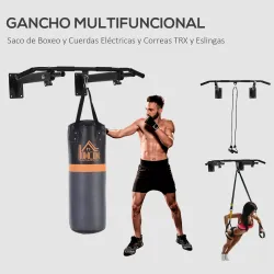 Barras de Dominadas para Pared Colgador de Saco de Boxeo 2 en 1 Entrenamiento Muscular Pull Up para Casa Carga M... - Ogal.Es