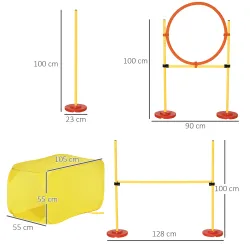Conjunto 4 Obstáculos de Entrenamiento para Perro Set de Agilidad para Mascotas Estable Altura Ajustable de Aro ... - Ogal.Es
