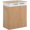 Cesta para Ropa Sucia de Bambú de Capacidad 100L con Tapa y Bolsa de Tela de 2 Compartimentos 52x32 x63 cm Bambú - Ogal.Es