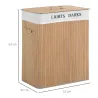 Cesta para Ropa Sucia de Bambú de Capacidad 100L con Tapa y Bolsa de Tela de 2 Compartimentos 52x32 x63 cm Bambú - Ogal.Es