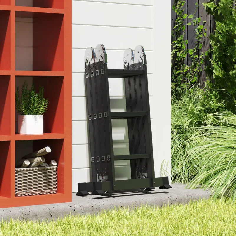 Escalera Multiusos Plegable Escalón Caballete 5 en 1 Portátil con 2 Placas de Plataforma Pie Antideslizante 6 In... - Ogal.Es