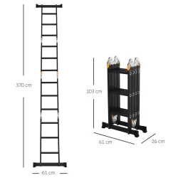 Escalera Multiusos Plegable Escalón Caballete 5 en 1 Portátil con 2 Placas de Plataforma Pie Antideslizante 6 In... - Ogal.Es