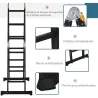 Escalera Multiusos Plegable Escalón Caballete 5 en 1 Portátil con 2 Placas de Plataforma Pie Antideslizante 6 In... - Ogal.Es