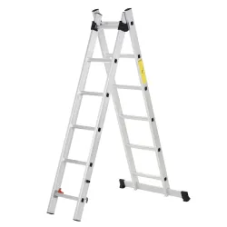 Escalera Aluminio Triangular de Tijera Plegable Portátil 2 Formas de Uso Pie Antideslizante Altura 160-249 cm Plata - Ogal.Es
