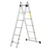 Escalera Aluminio Triangular de Tijera Plegable Portátil 2 Formas de Uso Pie Antideslizante Altura 160-249 cm Plata - Ogal.Es
