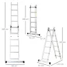 Escalera Aluminio Triangular de Tijera Plegable Portátil 2 Formas de Uso Pie Antideslizante Altura 160-249 cm Plata - Ogal.Es