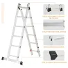 Escalera Aluminio Triangular de Tijera Plegable Portátil 2 Formas de Uso Pie Antideslizante Altura 160-249 cm Plata - Ogal.Es