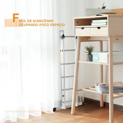 Escalera Aluminio Triangular de Tijera Plegable Portátil 2 Formas de Uso Pie Antideslizante Altura 160-249 cm Plata - Ogal.Es