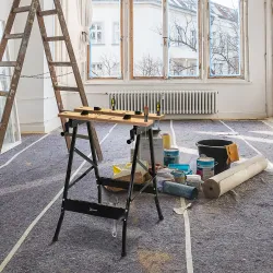 Banco de Trabajo Plegable, 4 en 1, Mesa de Trabajo con 4 Abrazaderas Ajustables, 2 Manivelas, 2 Paneles de MDF, ... - Ogal.Es