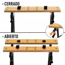 Banco de Trabajo Plegable, 4 en 1, Mesa de Trabajo con 4 Abrazaderas Ajustables, 2 Manivelas, 2 Paneles de MDF, ... - Ogal.Es