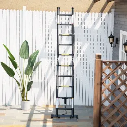 Escalera Telescópica Plagable Multifuncional Estable Marco en A Portátil de 10 Pasos 3 Formas 320x67x7 cm Negro - Ogal.Es