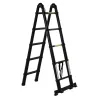 Escalera Telescópica Plagable Multifuncional Estable Marco en A Portátil de 10 Pasos 3 Formas 320x67x7 cm Negro - Ogal.Es