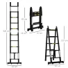 Escalera Telescópica Plagable Multifuncional Estable Marco en A Portátil de 10 Pasos 3 Formas 320x67x7 cm Negro - Ogal.Es