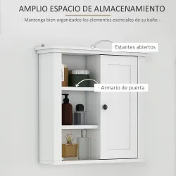 Armario de Baño de Pared Multifuncional Gabinete para Ahorro de Espacio con 3 Niveles Abiertos 1 Puerta Estante ... - Ogal.Es