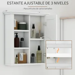 Armario de Baño de Pared Multifuncional Gabinete para Ahorro de Espacio con 3 Niveles Abiertos 1 Puerta Estante ... - Ogal.Es