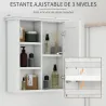 Armario de Baño de Pared Multifuncional Gabinete para Ahorro de Espacio con 3 Niveles Abiertos 1 Puerta Estante ... - Ogal.Es