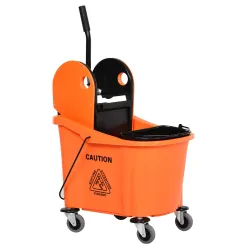 Cubo de Fregona con Ruedas 36L Carro de Limpieza con Escurridor de Presión y 2 Cubetas Separadas 54x41x91,5cm Na... - Ogal.Es