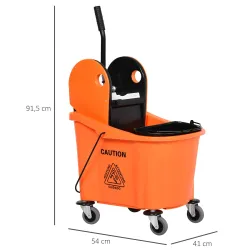 Cubo de Fregona con Ruedas 36L Carro de Limpieza con Escurridor de Presión y 2 Cubetas Separadas 54x41x91,5cm Na... - Ogal.Es