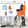 Cubo de Fregona con Ruedas 36L Carro de Limpieza con Escurridor de Presión y 2 Cubetas Separadas 54x41x91,5cm Na... - Ogal.Es