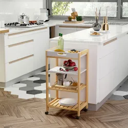Carrito de Cocina de 4 Niveles Carrito Verdulero Carro Multiusos con 2 Bandejas Extraíblse y Estante 40x30x76 cm... - Ogal.Es