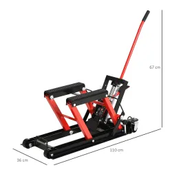 Gato Hidráulico de Motocicletas Soporte 680 kg Elevador ATV para Garaje Pista Altura Ajustable 24-36 cm con Plat... - Ogal.Es