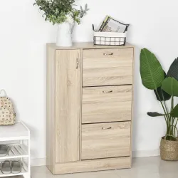 Zapatero Estrecho, Mueble Zapatero con 3 Cajones Abatibles y Armario Alto, Estante Ajustable, para 12 Pares de Z... - Ogal.Es