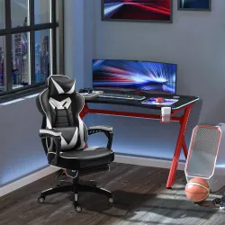 Silla Gaming Ergonómica Silla de Escritorio de Oficina Regulable en Altura Reclinable Respaldo con Reposapiés Re... - Ogal.Es