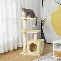 Árbol Rascador para Gatos 81,5 cm Torre para Gatos con Postes de Sisal 2 Plataformas Cueva y Bola Colgante Estil... - Ogal.Es
