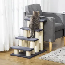 Escalera para Mascotas 60x42x61 cm Escalera para Gatos Perros Mayores Enfermos Pequeños Cubierta Suave de Peluch... - Ogal.Es