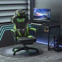 Silla Gaming Ergonómica Silla de Escritorio de Oficina Regulable en Altura Reclinable Respaldo con Reposapiés Re... - Ogal.Es
