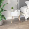 Mesita de Noche con 1 Cajón Mesa Auxiliar Redonda con Borde Elevado y 3 Patas de Madera para Dormitorio Sala de ... - Ogal.Es