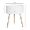 Mesita de Noche con 1 Cajón Mesa Auxiliar Redonda con Borde Elevado y 3 Patas de Madera para Dormitorio Sala de ... - Ogal.Es