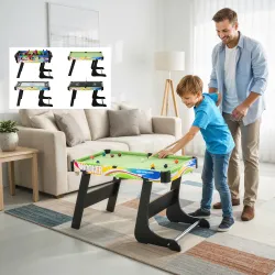 Mini Mesa Multijuegos Plegable 4 en 1 con Futbolín, Hockey, Billar y Ping-pong de Sobremesa 86,5x43,5x64 cm - Ogal.Es
