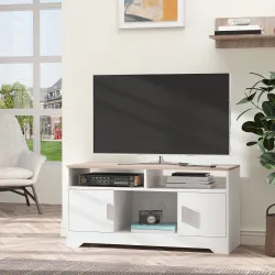 Mueble para Televisor Mesa para TV de Salón con Gran Espacio de Almacenaje con Estantes Abiertos 105x40x52 cm Bl... - Ogal.Es