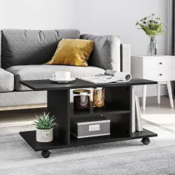 Mueble para Televisión Mesa para TV con Estantes y Ruedas con Bloqueo Superficie de Melamina 80x40x40 cm Negro - Ogal.Es
