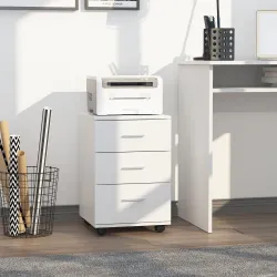 Cajonera Oficina con Cerradura y Ruedas Giratorias 3 Cajones Compacta 40x40x61,5 cm Blanco - Ogal.Es